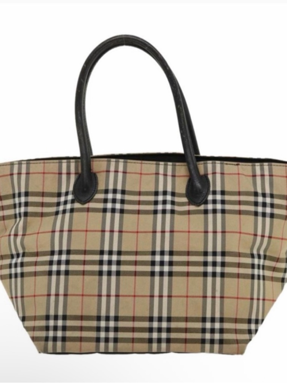 Burberry Beige Plaid Tote Japan Exclusive. L 18.5" x W 9" H 11" - Picture 2 of 11